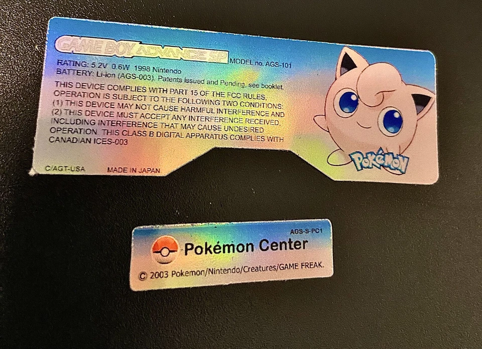 Nintendo Game Boy Advance GBA SP Conjunto de Adesivos Personalizados Pokémon JigglyPuff - Imagem 1 de 1