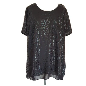 Beme NWT Women's Size 16 Black Short Sleeve Double Layer Blouse Top Y16 - Picture 1 of 8