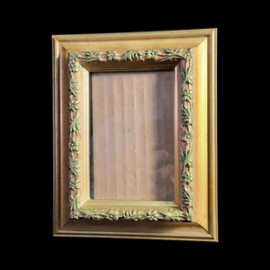 Picture Frame Gold Tone Deep Recess Floral Carved Border 3x4 Inch Photo - Picture 1 of 6