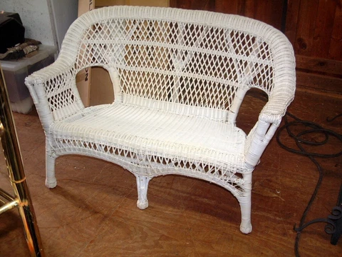 Antique, Rare Original Wicker Love Seat 50 X 34 X 28, NICE Cover