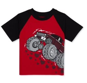 12M Toddler Short Sleeve Monster Truck Love Valentine's Day T-shirt - Picture 1 of 2