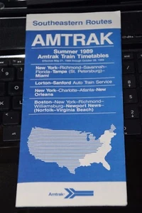 AMTRAK Southeastern Routes Summer 1989 Timetable - Picture 1 of 1