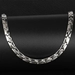 Silver Titanium Steel Ultra Strength Magnetic Therapy Energy Necklace +Gift Box - Picture 1 of 12