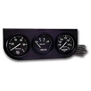 Auto Meter 2397 Autogage 3-Gauge Analog Console Water/Volts/Oil 2 1/16" Black - Picture 1 of 3