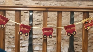 Personalised Christmas Train Engine And Truck Bunting Made to order - Picture 1 of 11