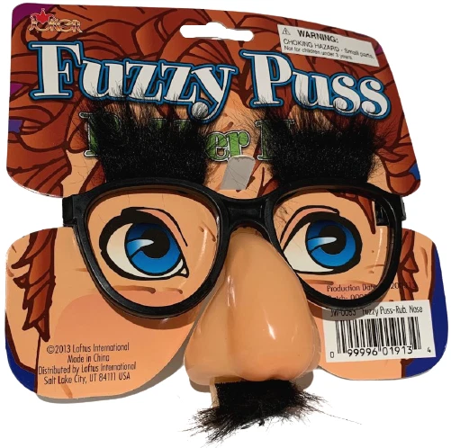 Deluxe Fuzzy Puss Costume Glasses With Attached Nose Eyebrows One Size