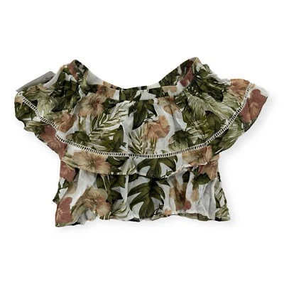 Novo com etiquetas Rip Curl Hanalei Bay Top Feminino Médio Fora do Ombro Crop Floral Tropical - Imagem 1 de 4