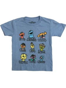 Sesame Street Boys Gray Short Sleeve Elmo Cookie Monster T-Shirt Tee 5 - Picture 1 of 1