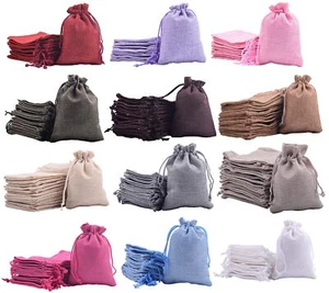 SANSAM 24pcs Mixed Drawstring Burlap Gift Bags, 5.2x7.2 Inch Lining Burlap Sa... - Picture 1 of 1