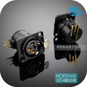 NC3FD-H-B XLR female socket Neutrik gold-plated three-core 90 degree angled foot - Picture 1 of 5