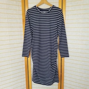Old Navy Maternity Dress Long Sleeves Navy Nautical Stripe Midi Length Large - Picture 1 of 9
