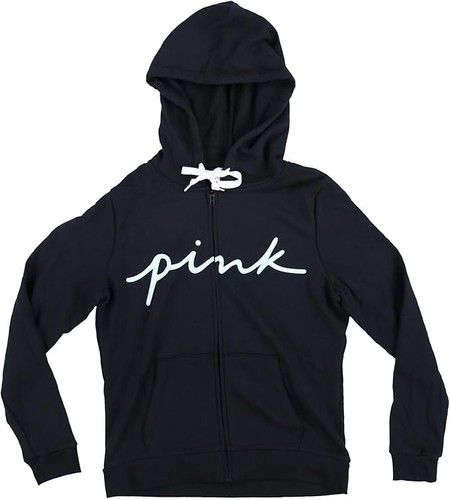 UNDERCOVER Felpa con cappuccio Victoria's Secret rosa perfetta full zip nera scritta logo nuova con etichetta