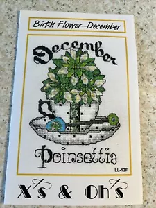 KIT de punto de cruz contado X's & O's flor de nacimiento diciembre taza de té Poinsettia NUEVO - Imagen 1 de 8