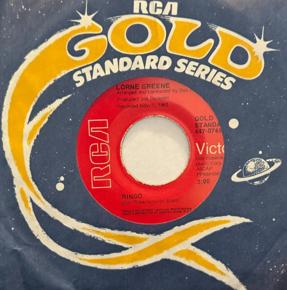 LORNE GREENE * 45 * Ringo / An Ol' Tin Cup * UNPLAYED MINT * VINYL * RI Foto 1 de 1