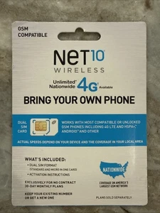 Net10 Wireless Bring Your Own Phone Activation Kit - NEW - Picture 1 of 1