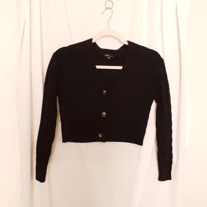 Blashe Black Youth Girls Cropped Tight Knit Button V Neck Sweater Size M - Picture 1 of 12