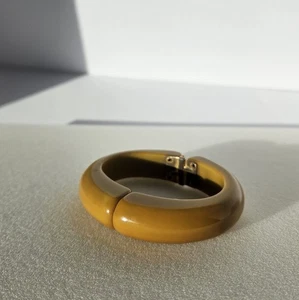 Vintage Butterscotch Klappklammer Bakelit Armreif Armband Retro Art Deco Mod - Bild 1 von 17