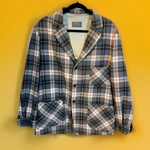 Vintage 90s Mens Large🇺🇸Pendleton EUC Plaid 100% Virgin Wool Blazer Jacket USA - Picture 1 of 24