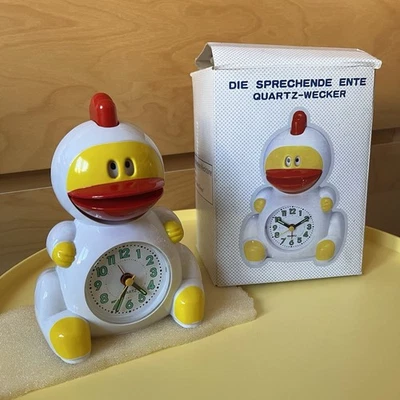 Quartz Sprechender Wecker Ente Huhn Hahn Kikeriki Guten Morgen 90er Uhr mit OVP - Bild 1 von 4