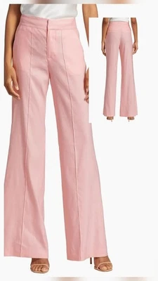 Pantalón Alice + Olivia Nuevo con Etiquetas Dylan Talla 10 Rosa Suave Elastizado Mezcla de Lino Pierna Ancha Foto 1 de 4