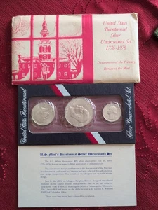 US Mint Bicentennial Silver Uncirculated Set 3 Coin 1776-1976  - Picture 1 of 5