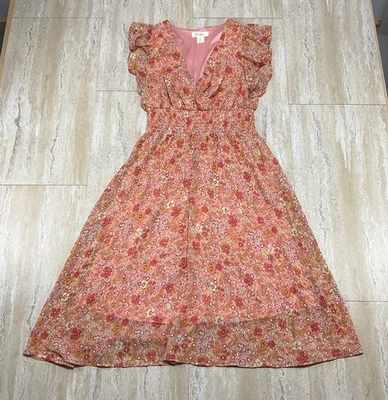 Vestido Jessica Simpson para mujer talla L manga corta coral estampado floral Foto 1 de 4