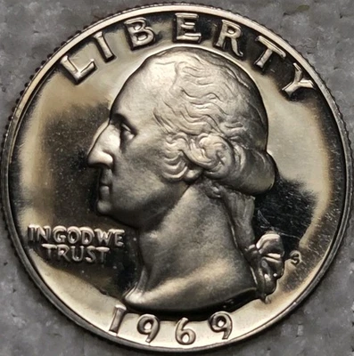 1969 S Washington Quarter GEM PROOF Clad Coin Nice! - Image 1 of 2