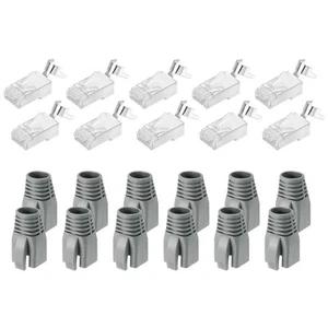 10pcs CAT7 RJ45 Connectors with 10pcs Grey Boots Cable Traverse for 23AWG Cable - Afbeelding 1 van 5