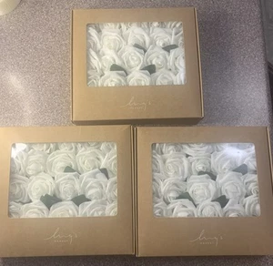 Lot Of 3x25pcs (75 Total) Ling’s Artificial White Roses Decoration DIY Wedding - Picture 1 of 4