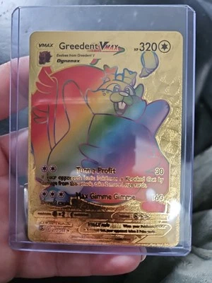 Greedent Vmax Rainbow Gold Foil Fan Art Vinyl 272/264 Collector Pokemom Card - Image 1 of 2