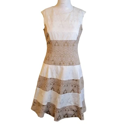 Badgley Mischka Belle Vestido Mujer Talla 4 Funda Cremallera Forro Textura Colorblock Foto 1 de 4