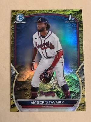 2023 Bowman - Chrome Prospects Ambioris Tavarez #BCP-33 Yellow Lunar Crater /75 - Image 1 of 3