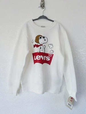 NUEVO CON ETIQUETAS SUDADERA LEVI'S X COLECCIÓN SNOOPY NIÑOS Blanco Polar Algodón Talla S 8-10ys Foto 1 de 4