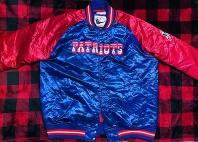 Chaqueta de satén con botones completos Mitchell & Ness de los New England Patriots talla 3XL 2018 Foto 1 de 4