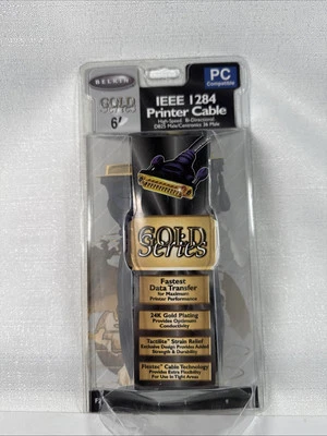 NOS Sealed Belkin Printer Cable IEEE 1284 6’ Foot Gold-Series F2A046-06-GLD - Image 1 of 4