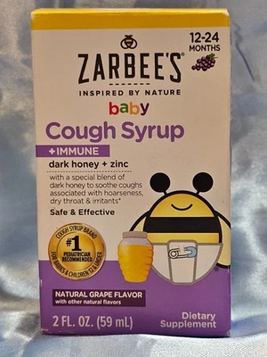 ZARBEE'S BABY COUGH SYRUP + IMMUNE - DARK HONEY + ZINC - 2 FL OZ - 12-24 MONTHS - Image 1 of 4