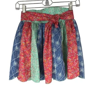 MATILDA JANE - GIRLS 6 - MULTICOLOR SCALLOP HEM PATCH STRIPE SKIRT - Picture 1 of 5