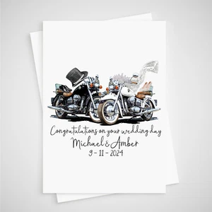 Tarjeta de boda personalizada para moto felicitaciones - Imagen 1 de 2