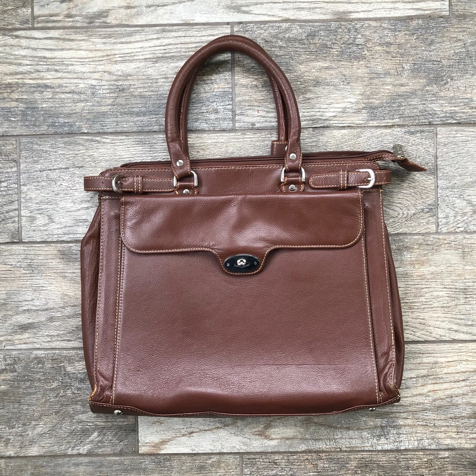 APC Brown leather briefcase bag 16x12 Double handle - Image 1 of 4