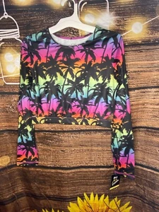 Girls' Tropical Ombre Design Rash Guard Swim Top - art class-Black- XLarge - Picture 1 of 3