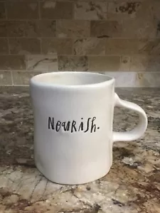 Rae Dunn Magenta Artisan NOURISH Farmhouse Coffee Tea Cup Mug Ivory LL New - Picture 1 of 12
