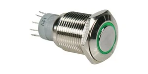 Onpow DRUCKSCHALTER - RUND - METALL - SPDT 1NO 1NC - GRÜNE RINGBELEUCHTUNG - Bild 1 von 2