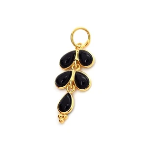 Natural Negro Ónix Charm-18k Oro Sólido Hecho a Mano Charm Colgante para Coll... - Imagen 1 de 4