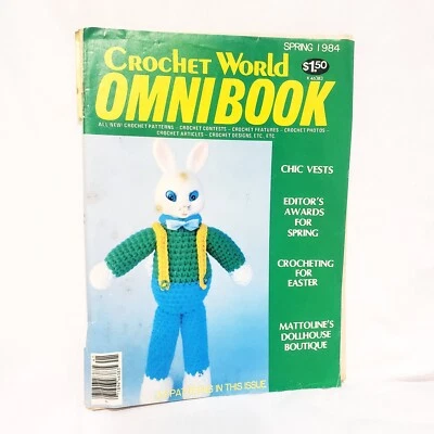 Crochet World Omni Book Magazine Spring 1984 Chic Vests Easter Dollhouse Pattern - Image 1 of 4