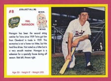 1961 Peters Meats Art Card # 8 Hal Naragon -- Minnesota Twins