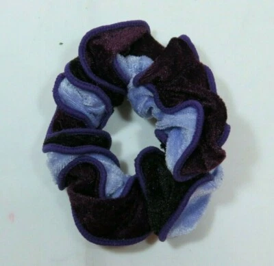 Jumbo Velvet Scrunchie Ponytail Holder Purple Violet Black Soft Stretchy Shine - Image 1 of 2