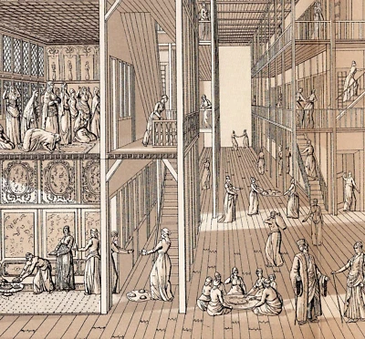 HARÉM OTOMANO TURCO - Pátio interior e moedas de 25 centavos femininas 1888 estampa antiga - Imagem 1 de 3