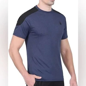 Camisa Spyder Active Pro WB Manga Corta Azul Negra Para Hombre Talla M Camiseta Deportiva - Imagen 1 de 9