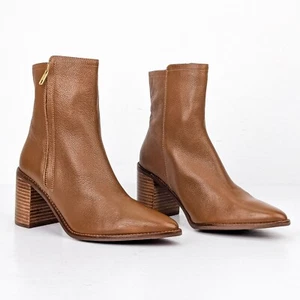 Seychelles Women Desirable Brown Leather Zip Pointy Dress Ankle Boots 7.5 - Picture 1 of 6