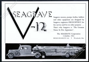 Camión de bomberos Seagrave 1941 escalera aérea semi camión foto vintage anuncio impreso comercial - Imagen 1 de 7